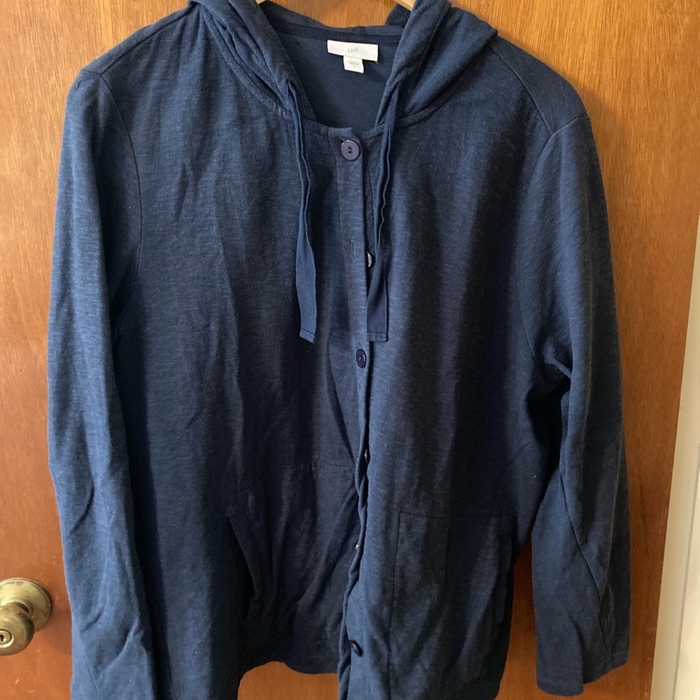 Navy Blue Hooded Cardigan